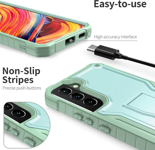 Vista 2 de ExoGuard Funda para Samsung Galaxy S22 Plus, funda de goma resistente a prueba de golpes con protector de pantalla para teléfono Samsung S22 Plus