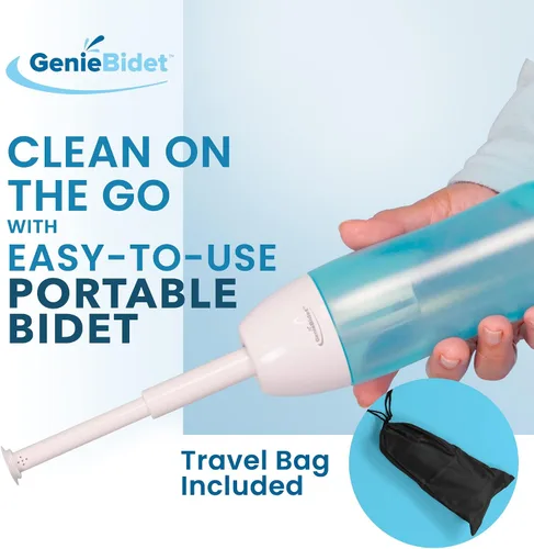 Vista 2 de GenieBidet Bidé portátil para llevar, bidé de viaje con boquilla telescópica, bidé de mano, ducha a tope sin fugas y desorden, reemplaza toallitas