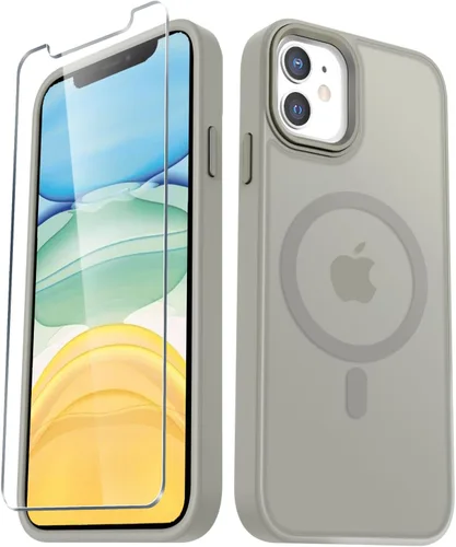 Vista 10 de YENAPOON Funda magnética mate para iPhone 11 con 1 protector de pantalla, compatible con Magsafe, translúcida esmerilada, delgada, a prueba
