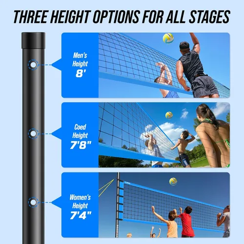 Vista 3 de Juego de red de voleibol portátil para exteriores, para patio trasero B-AZUL