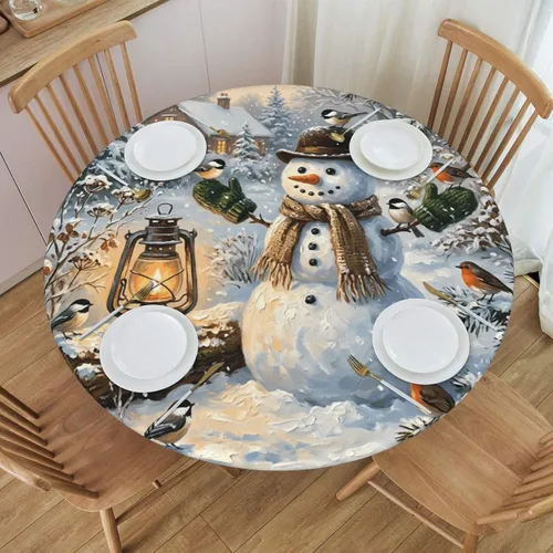 Vista 11 de Decorative Round Tablecloth Fitted Elastic 26" - 30" Butterfly Waterproof Table Cloth Cover Stretch Table Pad Cover for Parties Weddings Banquet