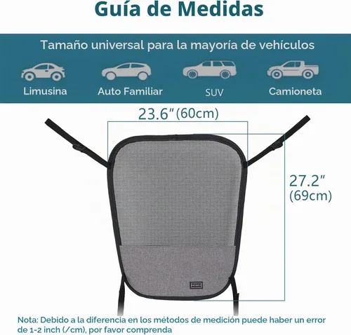 Vista 2 de Petsfit Barrera de coche para perro, barrera para mascotas, malla para asiento trasero de perro con cuerda de ajuste y gancho, adecuada