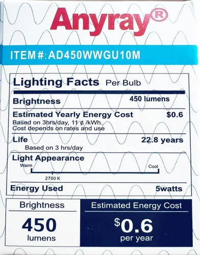 Vista 2 de Anyray (2 bombillas) LED de 5 W de repuesto para campana extractora de cocina, bombillas de 50 W, 50 vatios