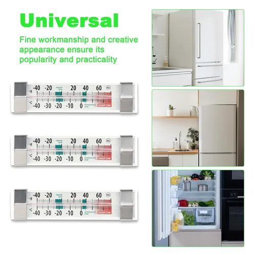 Vista 4 de Paquete de 9 termómetros para refrigerador, congelador, impermeable, analógico, esfera grande, preciso, fácil de leer, amplio rango de -40°F a 80°F