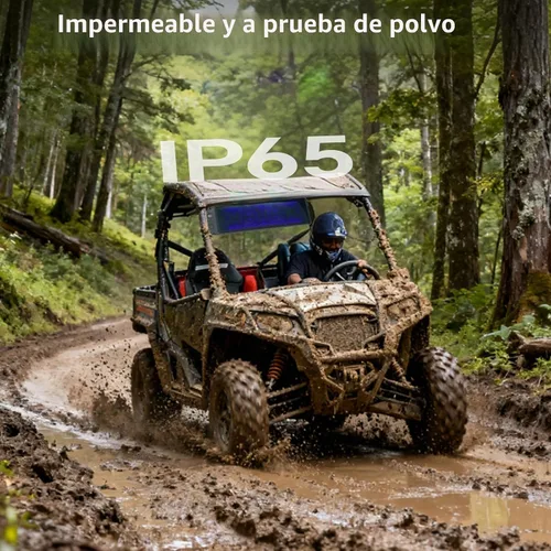 Vista 2 de Barra de sonido UTV de 17 pulgadas, Bluetooth impermeable con iluminación RGB, altavoz Bluetooth con IP65 impermeable, sonido amplificado de 400 W