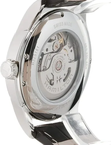 Vista 4 de Hamilton Jazzmaster Viewmatic Reloj automático suizo de 1.575 in, esfera negra, correa de cuero marrón (Modelo H32515535), Negro -, Classic