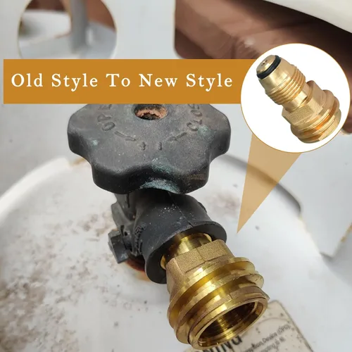 Vista 6 de Adaptador de propano POL a QCC1, tipo de conexión antiguo a nuevo, latón macizo Tank Adapter Universal Fit Convert POL LP Service Valve to QCC1