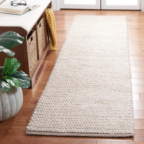 Vista 2 de Martha Stewart x SAFAVIEH - Colección de alfombras de área, 2 pies 3 pulgadas x 9 pies, color marfil y beige, hecha a mano de lana para entrada