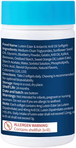 Vista 9 de Aceite de krill de éster de luteína, suplemento de apoyo para la salud ocular, 60