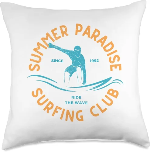 Vista 5 de High Tide Threads Summer Paradise Club - Almohada de surf, 16 x 16 pulgadas, multicolor