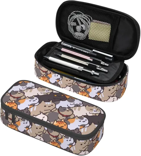 Vista 10 de Estuche organizador de lápices con patrón de gato negro, gran capacidad, papelería con cremallera, suministros escolares, bolsa para lápices