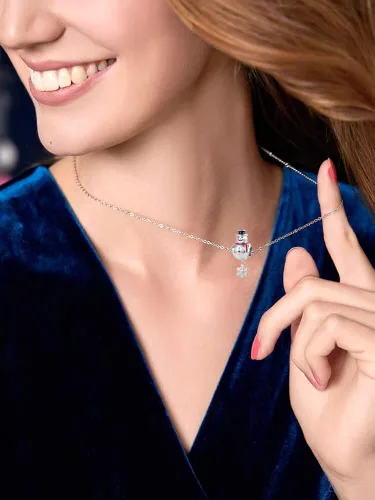 Vista 4 de QeenseKc Abalorio de Navidad con diseño de muñeco de nieve de elfo ciervo dulce de jengibre para pulsera Pandora