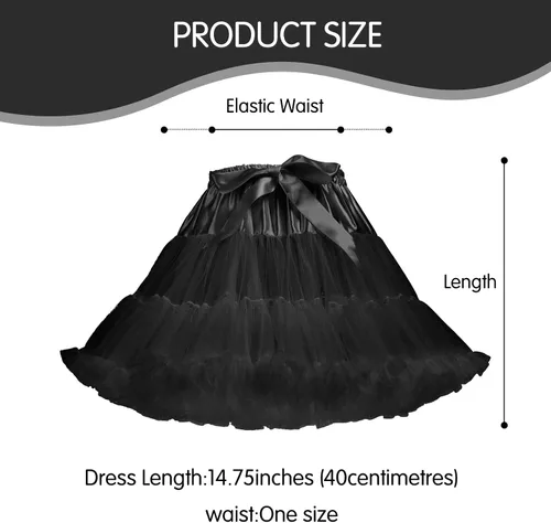 Vista 7 de Womens Fluffy Tulle Tutu Petticoat Half Slip Underskirt Negro