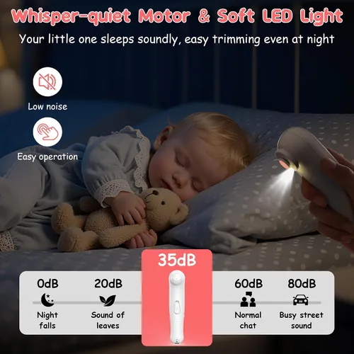 Vista 4 de Cortador de uñas eléctrico para bebés, kit de lima de uñas seguro para recién nacidos, niños pequeños o adultos, cuidado de uñas de los pies