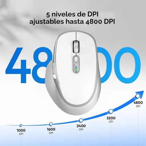 Vista 5 de Ratón inalámbrico recargable con desplazamiento lateral Bluetooth para computadora portátil, mouse programable multidispositivo, desplazamiento