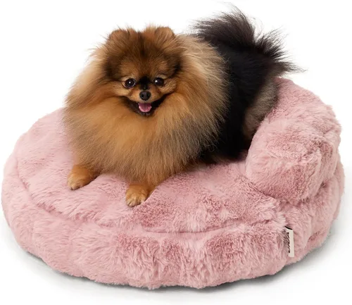 Vista 37 de EHEYCIGA Sofá cama suave para gatos de interior, cama extra pequeña esponjosa para perros con funda extraíble lavable, sofá para mascotas, Camello