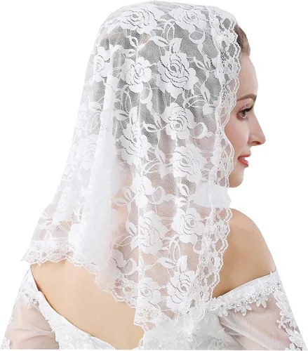 Vista 38 de Velo de mantilla de encaje suave y cómodo, 7 colores, estilo español, velo de encaje, cubierta de cabeza, forma de D
