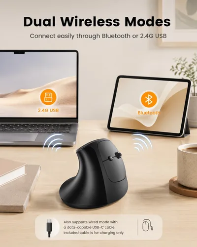 Vista 4 de INPHIC X9 Pro Ergonomic Wireless Mouse 12800DPI Rechargeable Vertical Mouse