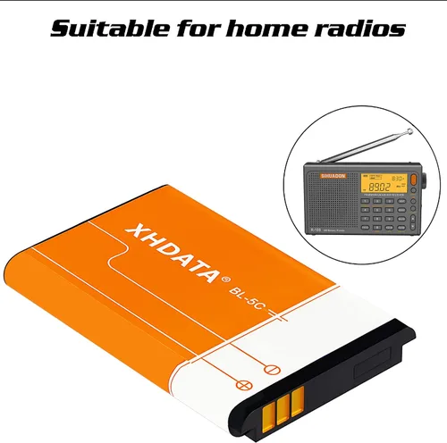 Vista 6 de XHDATA BL-5C Batería 3.7V 1000mAh Batería recargable de gran capacidad para radio para el hogar con protección actual 2 piezas (naranja)