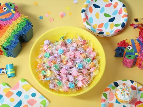 Vista 5 de Surtido de estrellas de frutas – 3 libras – Dulces de frutas molinete – Caramelo duro con sabor a fruta – Envueltos individualmente – Oficina