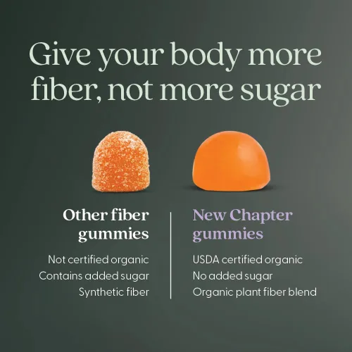 Vista 3 de New Chapter Gomitas de fibra orgánica para adultos y niños (a partir de 4 años), fibra prebiótica a base de plantas para la salud digestiva