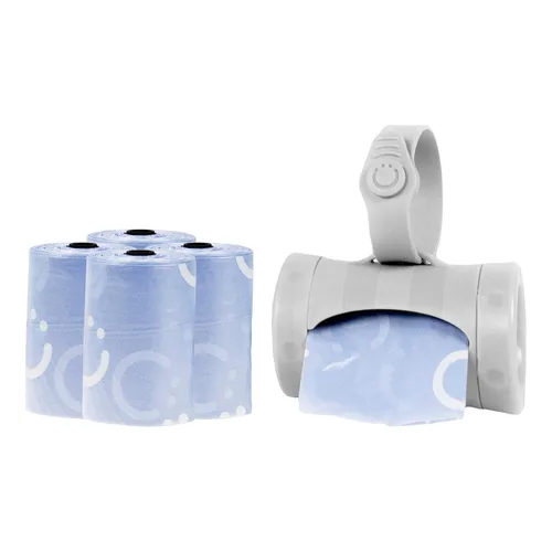 Vista 2 de Ubbi Dispensador de bolsas grises para llevar y bolsas de eliminación de residuos, dispensador de toallitas para bebés con aroma a lavanda