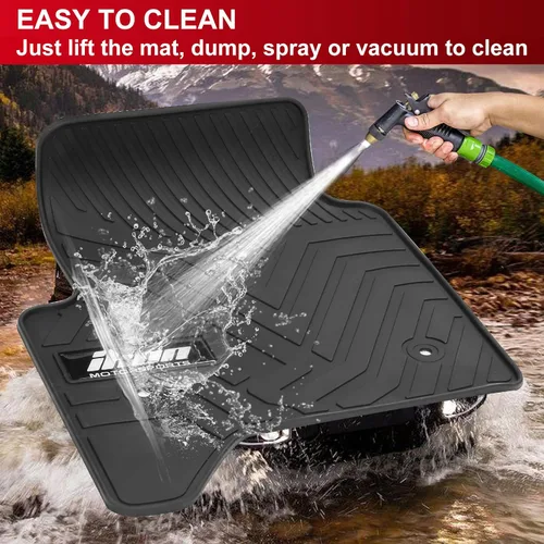 Vista 5 de IKON MOTORSPORTS, Alfombrillas de suelo compatibles con GMC Sierra Chevrolet Silverado 1500 2500 3500 Tahoe Yukon 2014-2018, goma de látex