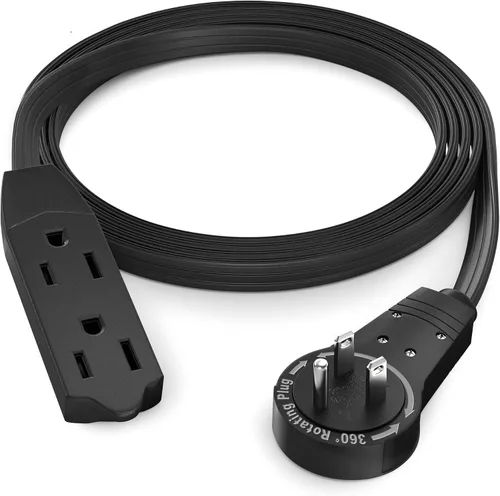 Vista 11 de Maximm Cable de extensión de enchufe plano giratorio de 360° de 2 pies, 16/3 AWG, múltiple, extensión de 3 tomas de corriente, cable de conexión a