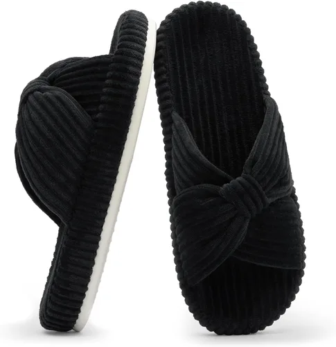 Vista 18 de Chantomoo - Pantuflas para mujer de espuma viscoelástica para la casa con cordón, lazo y tiras cruzadas, zapatos de cama cómodos y de moda