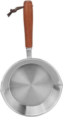 Vista 8 de Asixxsix Sartén de acero inoxidable, sartén antiadherente para huevos con mango de madera, sartén de cocina adecuada para todas las estufas