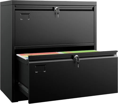 Vista 9 de SUXXAN Archivador de 3 cajones, archivador lateral con 3 cerraduras para oficina en casa, archivadores negros con soporte para tarjetas de visita