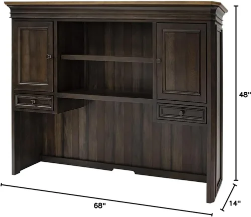 Vista 3 de Martin Furniture IMSA682 Executive Hutch con puertas de madera, totalmente montado, marrón