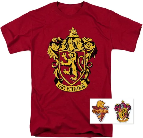 Vista 2 de Popfunk Camiseta y pegatinas clásicas con logotipo de Harry Potter Gryffindor para adultos