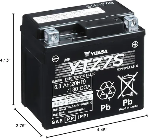 Vista 10 de Yuasa YUAM727ZS YTZ7S Batería AGM de alto rendimiento YTZ activada de fábrica