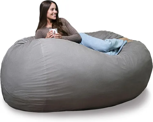 Vista 41 de Big Joe Fuf Silla Puf de Espuma de 5 Pies de Tamaño Extra Grande con Funda Extraíble para Niños, Adolescentes, Adultos, Onyx Lenox, Poliéster Tejido