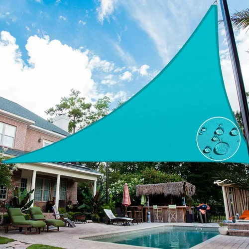 Vista 10 de Patio Toldo tipo vela triangular impermeable, 5 x 5 x 5 pies, toldo de tela de alta densidad, 95% de bloqueo UV, cubierta Patio para exteriores