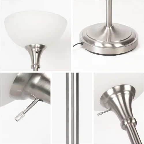 Vista 5 de HonoDing Lámpara de pie con pantalla de vidrio esmerilado en blanco mate - para decoración de habitación - Decoración para dormitorio - Lámpara