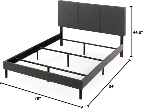 Vista 13 de ZINUS Cambril - Base de cama tapizada, soporte de acero duradero, marco de cama para somier y colchón, fácil montaje, gris oscuro, tamaño King