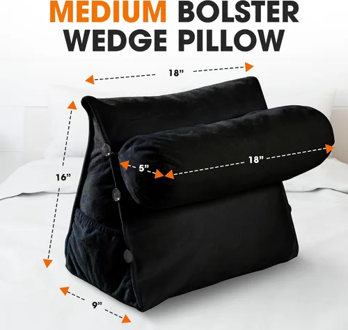 Vista 3 de Cheer Collection Almohada de cuña de lectura, almohada de TV con almohada ajustable, soporte de espalda de espuma viscoelástica para sofá y cama
