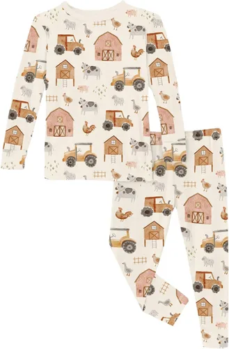 Vista 36 de KicKee Pants Conjunto de pijama de manga larga con estampado de piezas