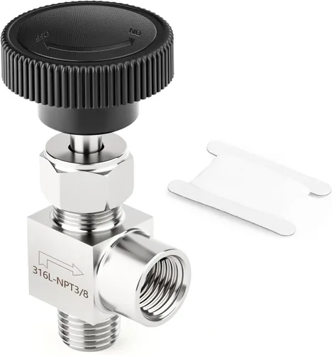 Vista 78 de TAISHER Válvula de aguja de acero inoxidable 316 con mango de rueda 1/2 "NPT macho x 1/2" NPT hembra