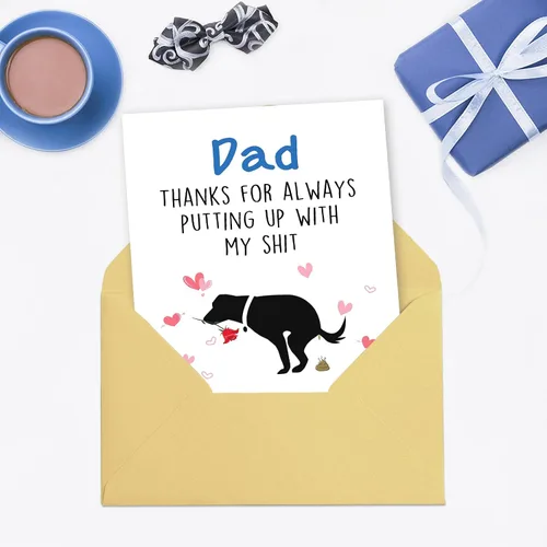 Vista 4 de Huameigf Tarjeta de regalo para el día del padre de parte del perro, linda tarjeta del día del padre de hijo hija, mejor papá perro, regalo