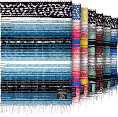 Vista 25 de Hydration Nation Auténtica manta mexicana extra grande (70 x 50 pulgadas), yoga tejida a mano, serape, falsa artesanal, playa, campamento, picnic