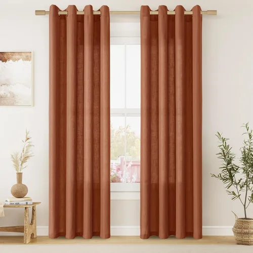 Vista 24 de Cortinas de lino negro para dormitorio y sala de estar de 84 pulgadas de largo, juego de 2 paneles, para habitación de niños, filtro de luz