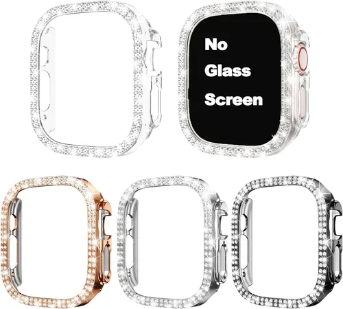 Vista 9 de Goton Paquete de 4 Fundas con Diamantes de Imitación para Apple Watch, Protector de 38mm para Series 3/2/1, Funda con Diamantes de Imitación