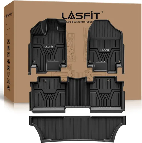 Vista 9 de LASFIT - Tapete de elastómero termoplástico para piso y maletero de automóvil, ajuste personalizado para todo tipo de clima, 1ª y 2ª fila, negro,