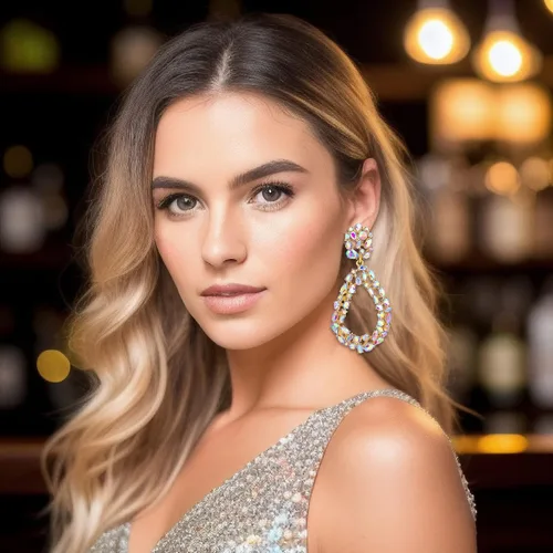 Vista 3 de Flyonce Pendientes colgantes de aro abierto de cristal para mujer