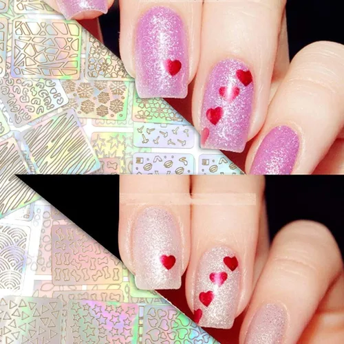 Vista 2 de TOPBeauty - Juego de 60 calcomanías de vinilos para uñas, 5 hojas, 60 diseños diferentes, lindos y fáciles para arte de uñas, láminas de plantillas