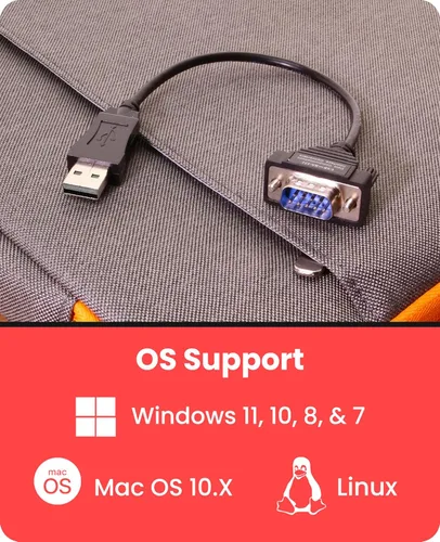 Vista 4 de Gearmo Cable USB a serie ultra compacto de 8 pulgadas - Windows/Mac/Linux, adaptador RS232 DB9 compatible con 64 bits con chipset FTDI