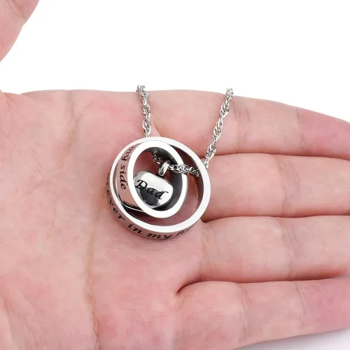 Vista 5 de XIUDA Collar de urna para cenizas No Longer by My Side, Forever in My Heart Tallado Locket Collar de cenizas cremadas